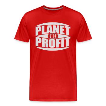 Planète sur le devis de profit - T-shirt bio Premium Homme - rouge - Devant - Damien (186cm)