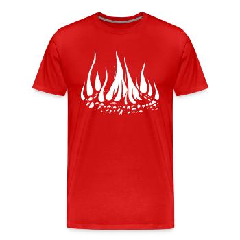 Lagerfeuer Camping Natur Wald Feuer draußen 9 - Männer Premium Bio T-Shirt - Rot - Vorne - Damien (186cm)