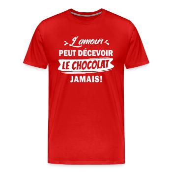cadeau humour chocolat - T-shirt bio Premium Homme - rouge - Devant - Damien (186cm)