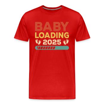 Bébé Chargement 2025 Naissance de l’enfant Descendance - T-shirt bio Premium Homme - rouge - Devant - Damien (186cm)