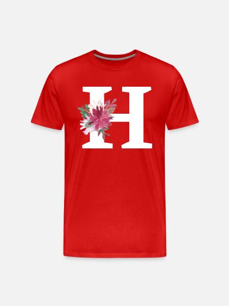 Lettre h floral - T-shirt bio Premium Homme - rouge