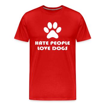 Dog Hund - Männer Premium Bio T-Shirt - Rot - Vorne - Damien (186cm)