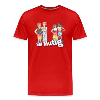 ,,Sei Mutig" LGBTQ - Männer Premium Bio T-Shirt - Rot - Vorne - Damien (186cm)