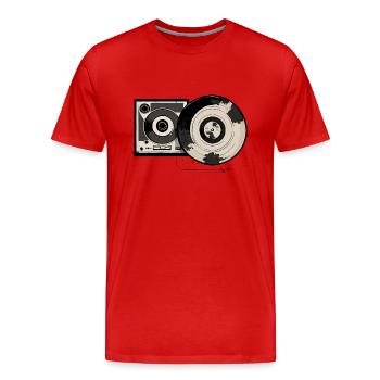 Retro-Plattenspieler - Männer Premium Bio T-Shirt - Rot - Vorne - Damien (186cm)