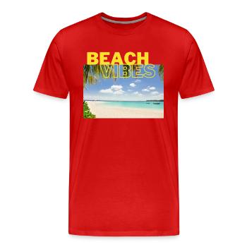 Beach 25 - Männer Premium Bio T-Shirt - Rot - Vorne - Damien (186cm)