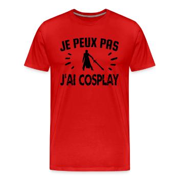 je peux pas j'ai cosplay - T-shirt bio Premium Homme - rouge - Devant - Damien (186cm)