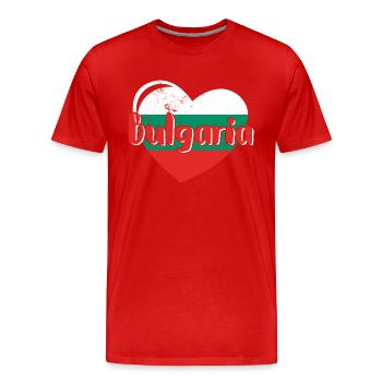 Bulgaria National Flag Balkans Sofia Holidays - Men's Premium Organic T-Shirt - red - Front - Damien (186cm)