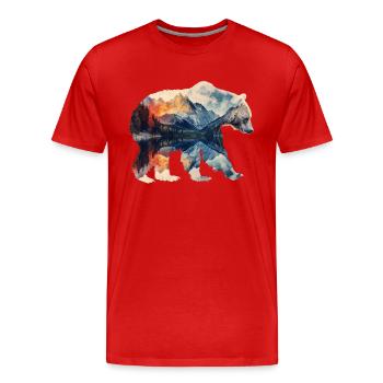 Ours à double exposition - T-shirt bio Premium Homme - rouge - Devant - Damien (186cm)