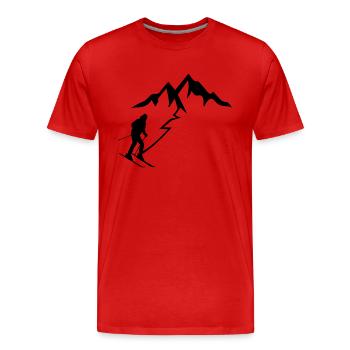 Ski Montagne Sports d’hiver de montagne - T-shirt bio Premium Homme - rouge - Devant - Damien (186cm)
