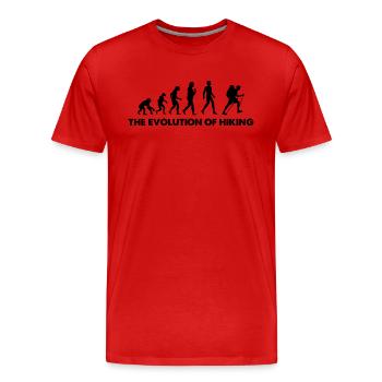 L'évolution de la randonnée - T-shirt bio Premium Homme - rouge - Devant - Damien (186cm)