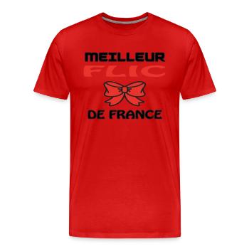 MEILLEUR FLIC DE FRANCE - T-shirt bio Premium Homme - rouge - Devant - Damien (186cm)