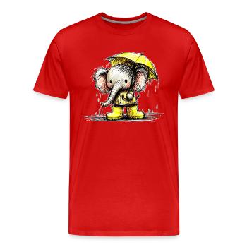 Elephant in the rain - Men's Premium Organic T-Shirt - red - Front - Damien (186cm)