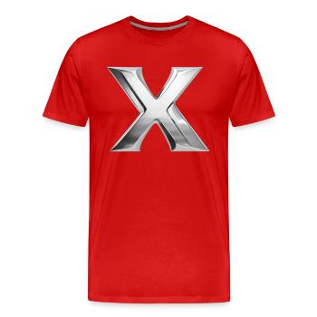 Chrome ,, X " Métallisé - T-shirt bio Premium Homme - rouge - Devant - Damien (186cm)