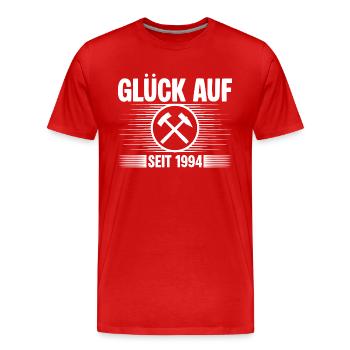 Glueck auf seit 1994 - Männer Premium Bio T-Shirt - Rot - Vorne - Damien (186cm)