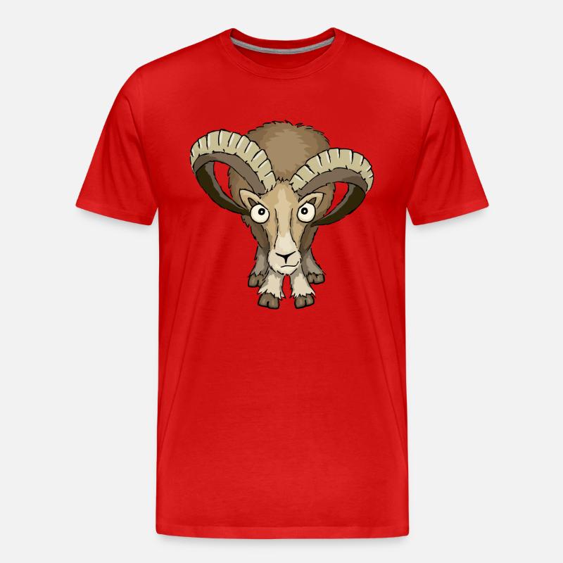 bockiges Mufflon - Männer Premium Bio T-Shirt - Rot