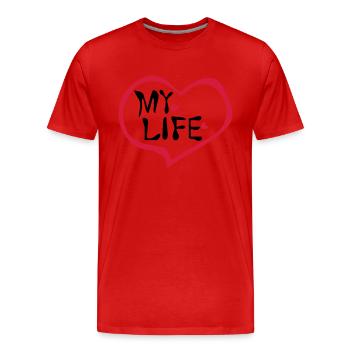 Herz mein Leben - Männer Premium Bio T-Shirt - Rot - Vorne - Damien (186cm)
