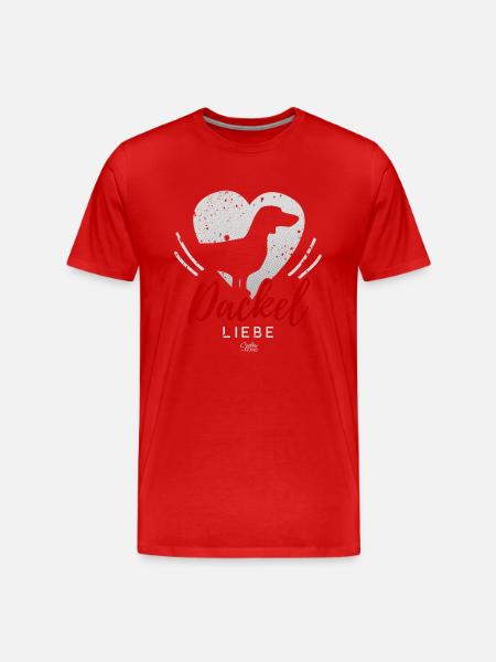 Dackel Liebe mit Herz - Männer Premium Bio T-Shirt - Rot