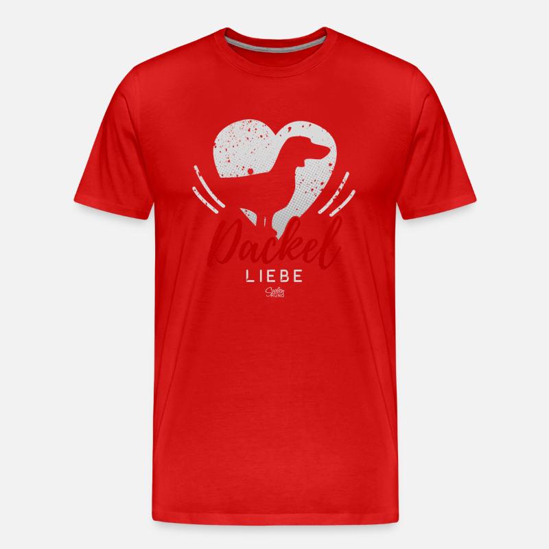 Dackel Liebe mit Herz - Männer Premium Bio T-Shirt - Rot