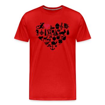 I love - Männer Premium Bio T-Shirt - Rot - Vorne - Damien (186cm)