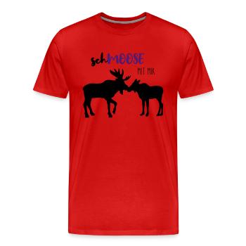 Moose Love - Männer Premium Bio T-Shirt - Rot - Vorne - Damien (186cm)