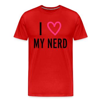 Nerd - T-shirt bio Premium Homme - rouge - Devant - Damien (186cm)