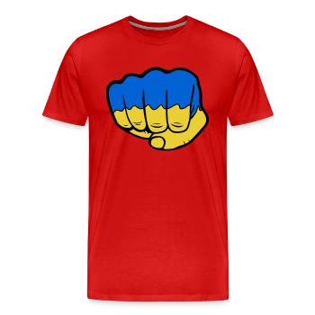 Ukraine Flagge Faust - Männer Premium Bio T-Shirt - Rot - Vorne - Damien (186cm)