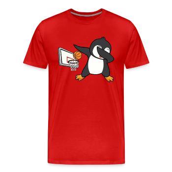 dab dabbing penguin basketball cool enthusiastic - Men's Premium Organic T-Shirt - red - Front - Damien (186cm)