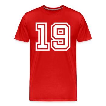 Symbole numérique 19 - T-shirt bio Premium Homme - rouge - Devant - Damien (186cm)