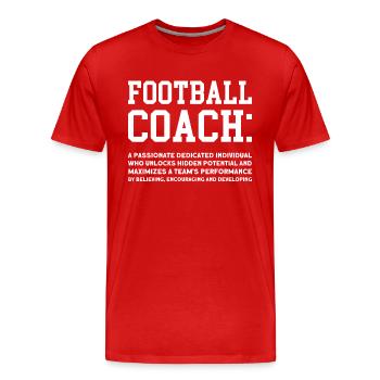 Football coach a passionately engaged - Men's Premium Organic T-Shirt - red - Front - Damien (186cm)