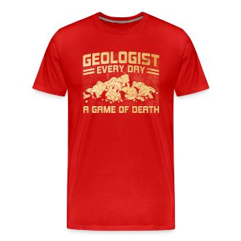 Géologue Un jeu de mort tous les jours - T-shirt bio Premium Homme - rouge - Devant - Damien (186cm)