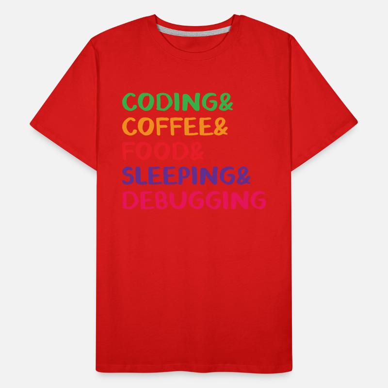 Coding Coffee Food Sleeping Debbuging Programmer C Männer Premium Bio T-Shirt