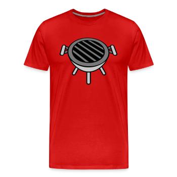 Round small charcoal grill barbecue - Men's Premium Organic T-Shirt - red - Front - Damien (186cm)