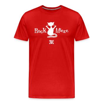 Rock Mieze, Hardrock, Katze, Katzenmama Geschenk - Männer Premium Bio T-Shirt - Rot - Vorne - Damien (186cm)