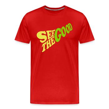 voir la bonne citation - T-shirt bio Premium Homme - rouge - Devant - Damien (186cm)