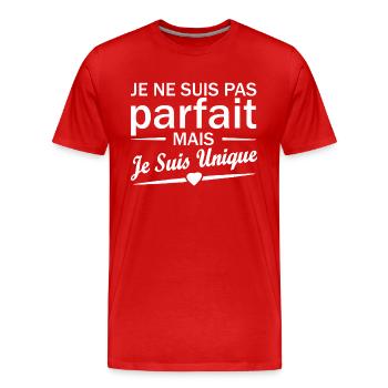 pas parfait mais unique / je suis unique - T-shirt bio Premium Homme - rouge - Devant - Damien (186cm)