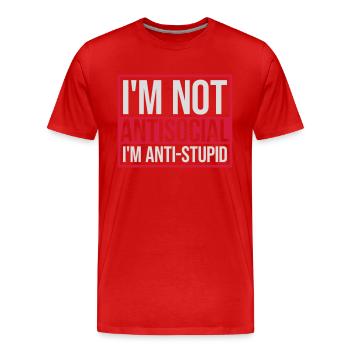 not antisocial anti stupid - Men's Premium Organic T-Shirt - red - Front - Damien (186cm)