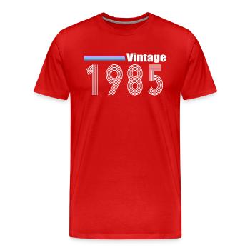 1985 - Männer Premium Bio T-Shirt - Rot - Vorne - Damien (186cm)