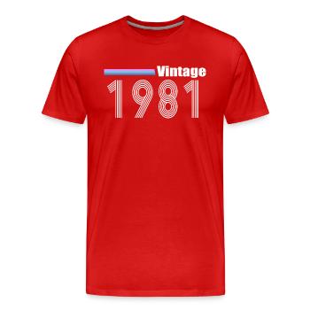Jahrgang 1981 - Männer Premium Bio T-Shirt - Rot - Vorne - Damien (186cm)