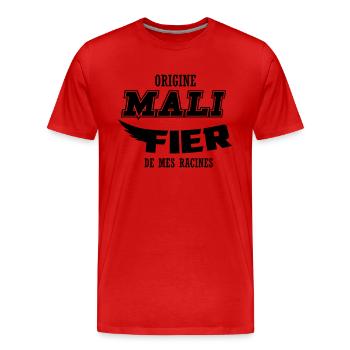 Origine Mali fier de mes racines - T-shirt bio Premium Homme - rouge - Devant - Damien (186cm)