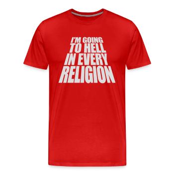 En allant en enfer - T-shirt bio Premium Homme - rouge - Devant - Damien (186cm)