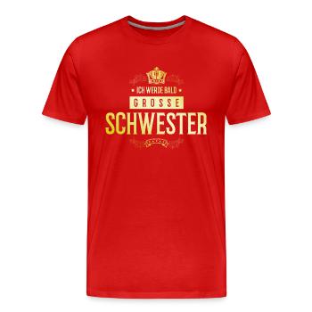 Ich werde Bald Schwester - Männer Premium Bio T-Shirt - Rot - Vorne - Damien (186cm)