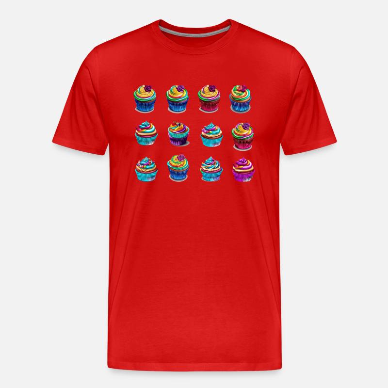 Bunte Muffins einfach lecker - Männer Premium Bio T-Shirt - Rot