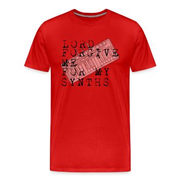 Seigneur pardonne-moi pour mes synthés - T-shirt bio Premium Homme - rouge - Devant - Damien (186cm)