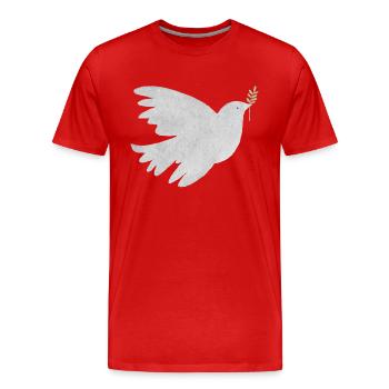 Friedenstaube - Männer Premium Bio T-Shirt - Rot - Vorne - Damien (186cm)