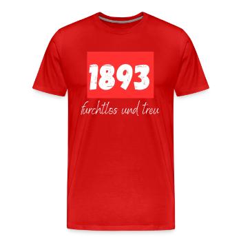 1893 furchtlos und treu - Männer Premium Bio T-Shirt - Rot - Vorne - Damien (186cm)