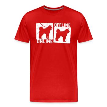 Online Offline - Akita Dog Dog Leash - Men's Premium Organic T-Shirt - red - Front - Damien (186cm)