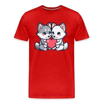 Wolf Couple Love Couple In Love - Men's Premium Organic T-Shirt - red - Front - Damien (186cm)