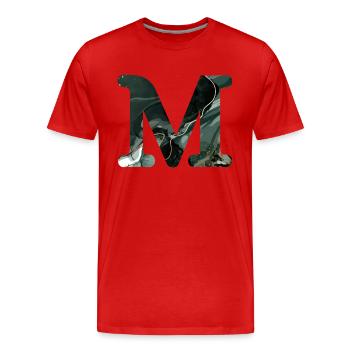 Lettre m marbré vert - T-shirt bio Premium Homme - rouge - Devant - Damien (186cm)