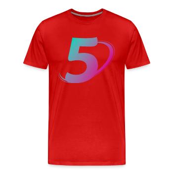 Nummer 5 mehrfarbig - Männer Premium Bio T-Shirt - Rot - Vorne - Damien (186cm)