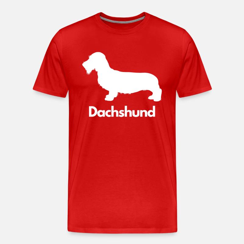 Dachshund, Dackel, Teckel, Rauhaardackel - Männer Premium Bio T-Shirt - Rot